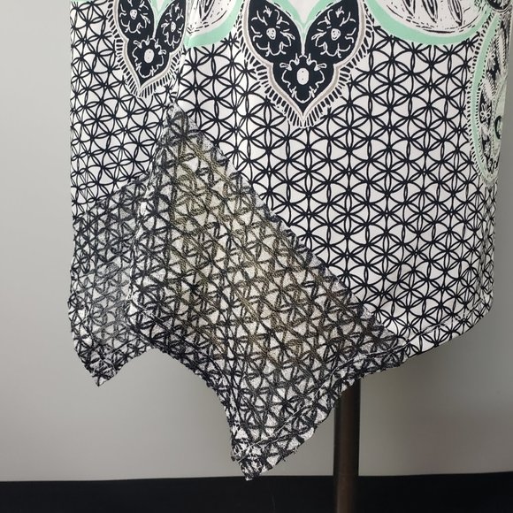 Valerie Stevens embellished top rhinestone stretch short sleeve asymmetr… - Picture 5 of 10